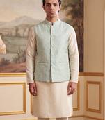 blue jacquard woven design koti 