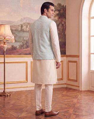 blue jacquard woven design koti  4
