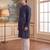 blue linen blend ethnic motifs printed straight kurta with trouser set 