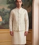 off white jacquard woven design koti 