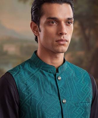 green jacquard woven design koti  2