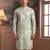 green linen blend floral printed straight kurta with trouser set 