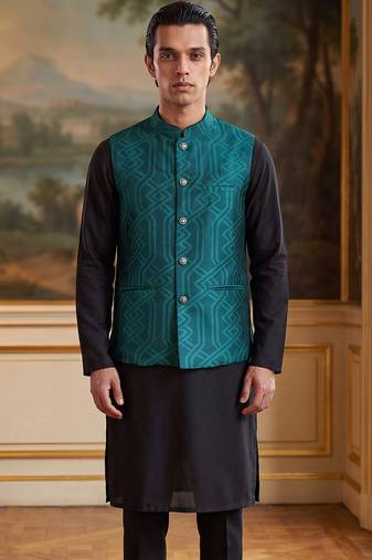 green jacquard woven design koti 