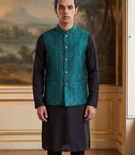 green jacquard woven design koti 