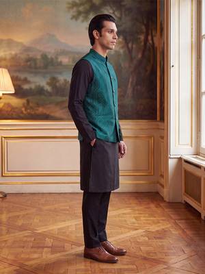 green jacquard woven design koti  3