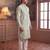green linen blend floral printed straight kurta with trouser set 