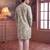 green linen blend floral printed straight kurta with trouser set 