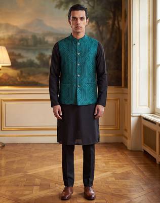 green jacquard woven design koti  5