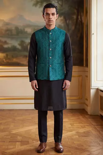 green jacquard woven design koti 