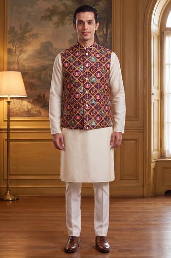 purple silk blend printed design koti 
