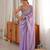 Lilac tissue satin embroidered saree with unstitched blouse piece.
