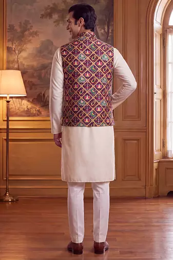 purple silk blend printed design koti 