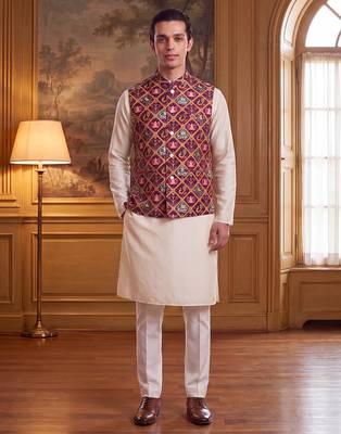 purple silk blend printed design koti  4
