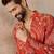 orange modal ethnic motifs embroidered straight kurta with trouser set 