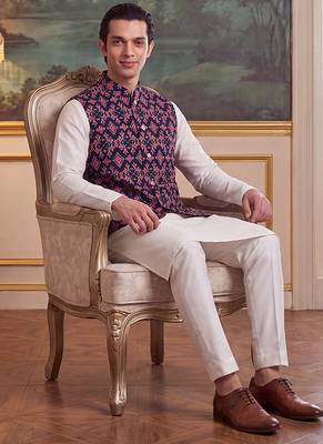 navy blue silk blend printed design koti  2