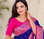 violet color zari woven buttas contrast border silk blend saree
