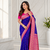 violet color zari woven buttas contrast border silk blend saree