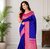 violet color zari woven buttas contrast border silk blend saree