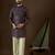 blue georgette solid embroidered straight kurta with trouser set 