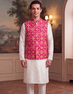 pink silk blend printed design koti  1