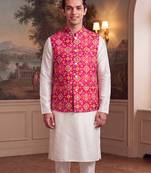 pink silk blend printed design koti 
