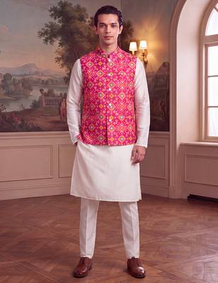 pink silk blend printed design koti  5