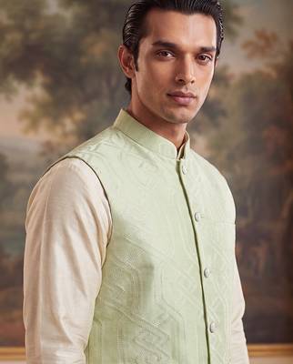 green jacquard woven design koti  2