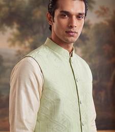 green jacquard woven design koti 