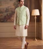 green jacquard woven design koti 