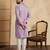 lavender silk blend solid embroidered straight kurta with trouser set 