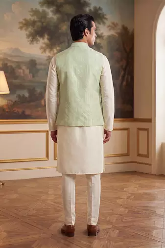 green jacquard woven design koti 