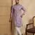 lavender silk blend solid embroidered straight kurta with trouser set 