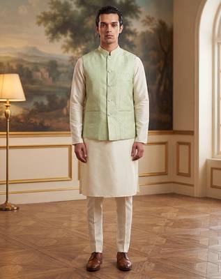 green jacquard woven design koti  5