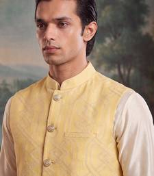 yellow jacquard woven design koti 