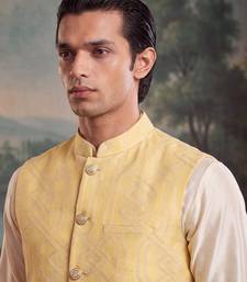 yellow jacquard woven design koti 