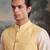 yellow jacquard woven design koti 