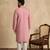 pink silk blend solid embroidered straight kurta with trouser set 