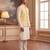 yellow jacquard woven design koti 