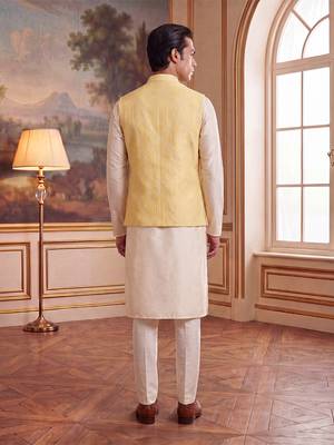 yellow jacquard woven design koti  4