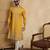 yellow silk blend solid embroidered straight kurta with trouser set 