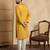 yellow silk blend solid embroidered straight kurta with trouser set 