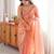Peach tissue satin embroidered saree with unstitched blouse piece.