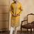 yellow silk blend solid embroidered straight kurta with trouser set 