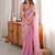 Pink tissue satin embroidered saree with unstitched blouse piece.