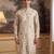 off white linen blend ethnic motifs printed kurta 