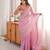 Pink tissue satin embroidered saree with unstitched blouse piece.