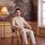 off white linen blend ethnic motifs printed kurta 