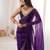 Purple tissue satin embroidered saree with unstitched blouse piece.