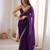 Purple tissue satin embroidered saree with unstitched blouse piece.