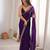 Purple tissue satin embroidered saree with unstitched blouse piece.